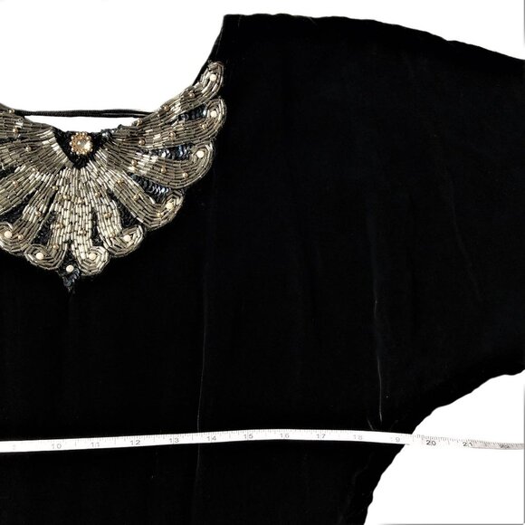 Vintage velvet lace up back beaded sequin dress - Picture 15 of 16